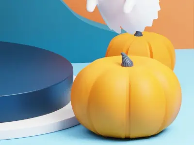 Halloween Podium Includes Lighting Setup 3D model