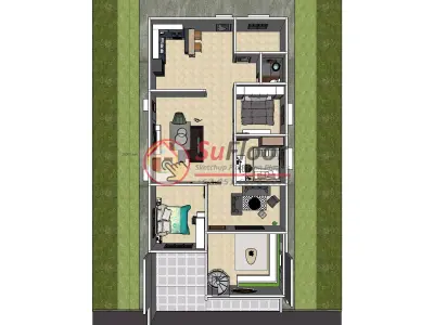 House 8x18m code 645 - Sketchup 3D model 3D model 3D model