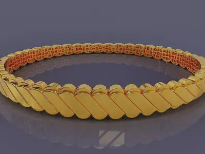 Elegant Curb Link Bracelet with Intricate Filigree Pattern  3D print model