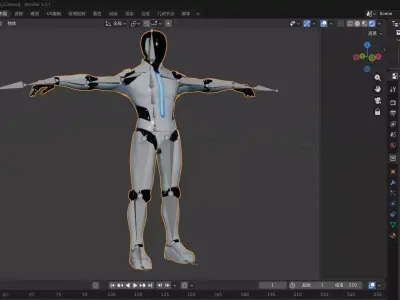 Futuristic Humanoid Robot  Sci-Fi Android Character Low-poly 3D model