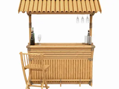 Tropical bamboo tiki bar 3D model