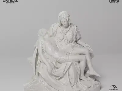 La Pieta Sculpture VR AR Mobile-ready Game-ready Low-poly 3D model