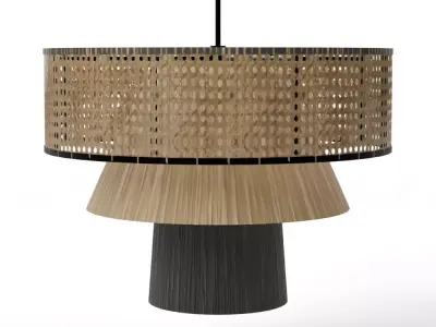 Rylie Pendant Series - Modern Tapered Glass and Brass Chandelier Low-poly 3D model