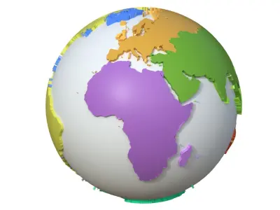 Continents Map Globe Low-poly 3D model