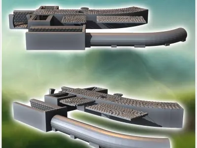 Sewer pipe set with outdoor pavement 1 - Medieval Gothic Feudal  3D print model