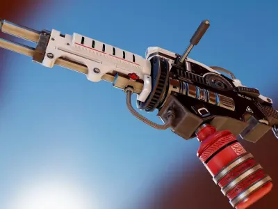 Flamethrower apocalypse weapon Low-poly 3D model