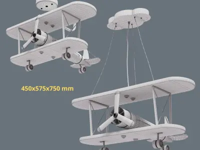 Gold painted chandelier airplane 3D model