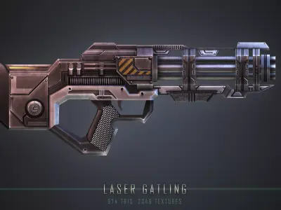 Laser Gatling Gun Low-poly 3D model