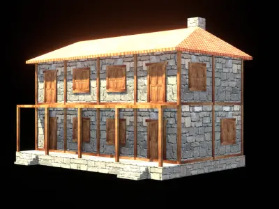 medieval house low poly village town residential house  74 Low-poly 3D model