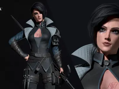 Warrior Girl - Game Ready Low-poly 3D model