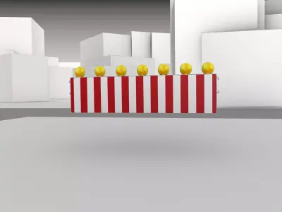 Construction Barrier 4 with warning lights 600-38 500x2000mm Low-poly 3D model