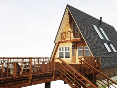 Modern Rustic Cabin Pack - Game Ready Low-poly 3D model