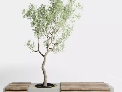 Urban Environment Urban Furniture Green Benches  3D model