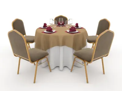 Collection Banquet Table and Chair 01 3D Model Pack