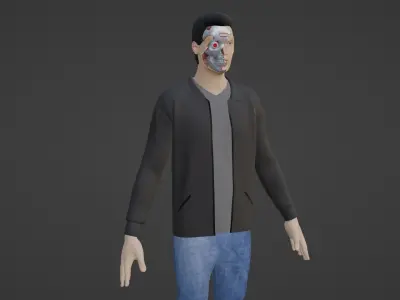 Cyber Character- Robot Man Low-poly 3D model order