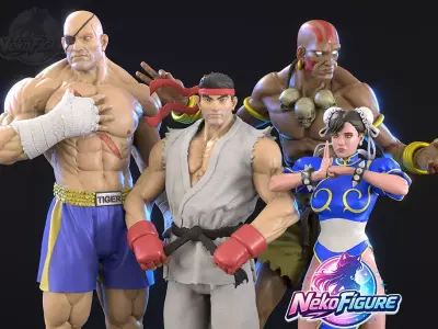 Collection Street Fighter Statues Figurines stl printable 3D print model