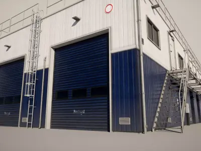  Industrial Building Low-poly 3D model