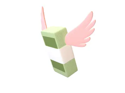 Cartoon Money With Wing V1 007 Low-poly 3D model