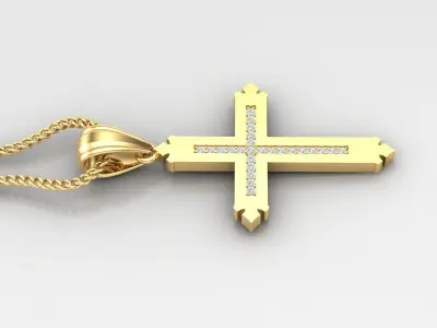 High Cross Pendant Light Gold 18K 4CP046 3D print model