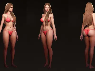 F2 Cyber Girl Pandora - Rigged Modular Game Character Low-poly 3D model