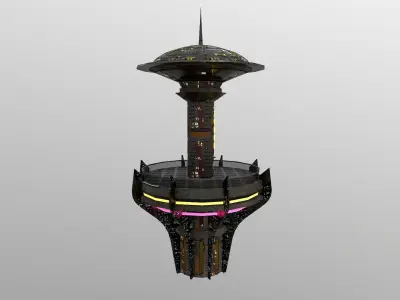 Cyberpunk City - Building 26 -TOKEN Skyscrape Low-poly 3D model Low-poly 3D model