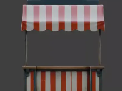 Vintage Circus Ticket Admission Booth 3D Model Low-poly 3D model