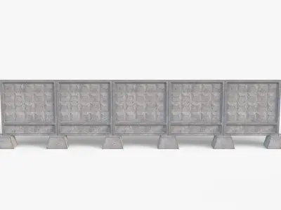 Soviet Concrete Fence PO-2 Low-poly 3D model