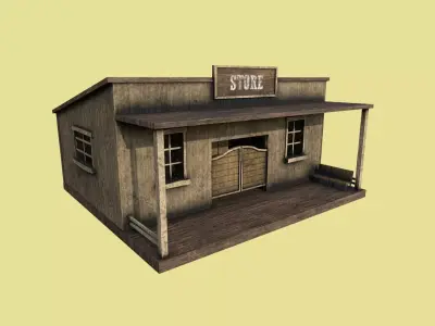 Western Store - Wild West Building - Backdrop Full Perm Low-poly 3D model