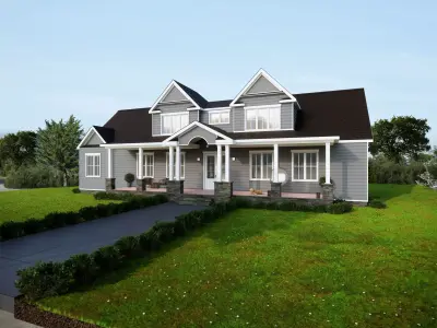 Classic Style Porch Family House 3D model