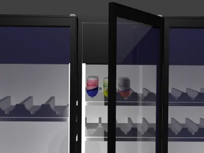 Convenience Store Fridge - minimally stocked Low-poly 3D model