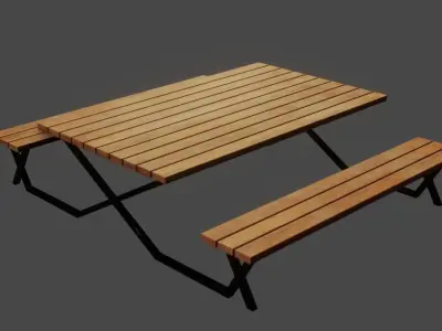 Picnic Table Low-poly 3D model