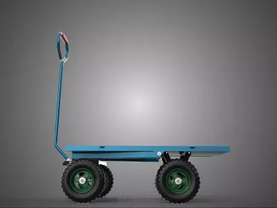 FLATBED PLATFORM HEAVY DUTY TROLLEY UTILITY CART WAGON TRUCK 4W 3D model