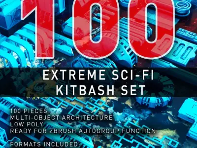 Extreme Sci-Fi Kit Bash Set Low-poly 3D model