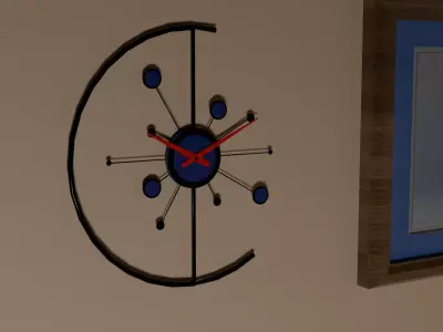 Modern Atomic Abstract Wall Clock Low-poly 3D model