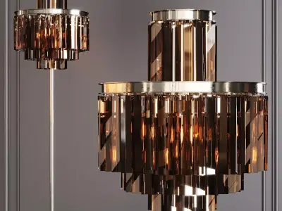 RH 1920S ODEON SMOKE GLASS FLOOR LAMP 4-TIER Nickel 3D model