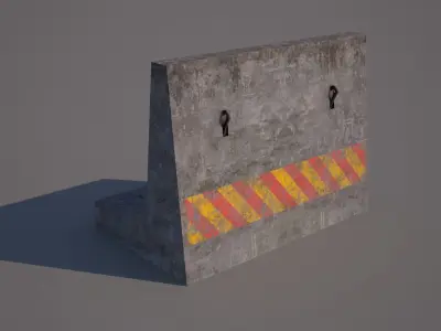 Concrete Block Barrier - Barricade 02 Low-poly 3D model
