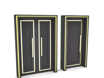 modern gold and black door  Low-poly 3D model