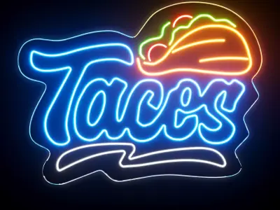 Mexican Tacos Neon Sign 3D model