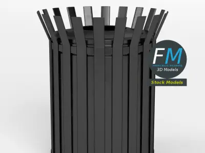 Circular open top litter bin 3D model