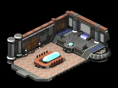 Different dimension world - city hall interior 3D model
