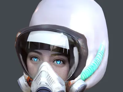 Gas mask helmet scifi character game space Low-poly 3D model