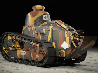 Renault FT french tank  Free low-poly 3D model
