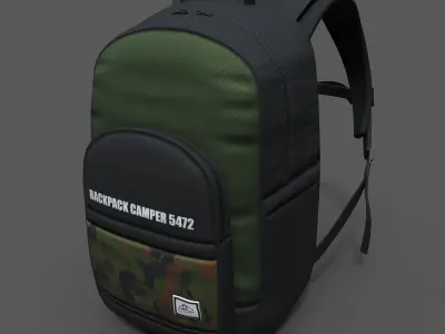 Backpack Generic camping bag baggage human scifi  Low-poly 3D model