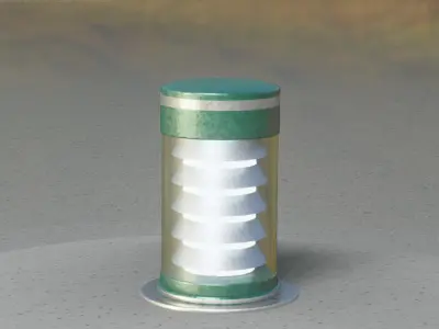 Low-Poly Moss Green Light Column 3 - Street Light Set-9 Low-poly 3D model