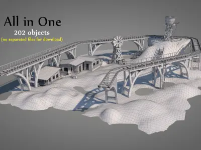 Old Wild West Railway Facility 3D model