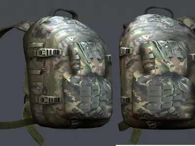 Backpack military combat Black baggage bag luggage Low-poly 3D model 3