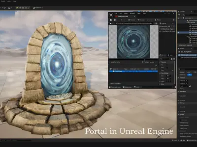 Medieval Portal Teleport Video Animation for Unreal and Unity  Low-poly 3D model