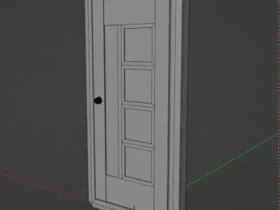 door1 wooden door with glass panels 3D model
