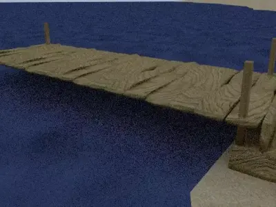 Wooden Beach Low-poly 3D model