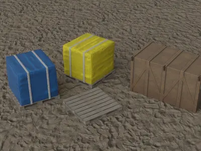 Military items Low-poly 3D model